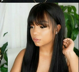 【Taylor】20 inches Straight 4X4 Lace Closure Human Hair Wig With Bang