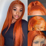 【Juice】Ginger Colored Bone Straight Style 13X4 Lace Frontal Wig 100% Human Hair Wig Pre Plucked