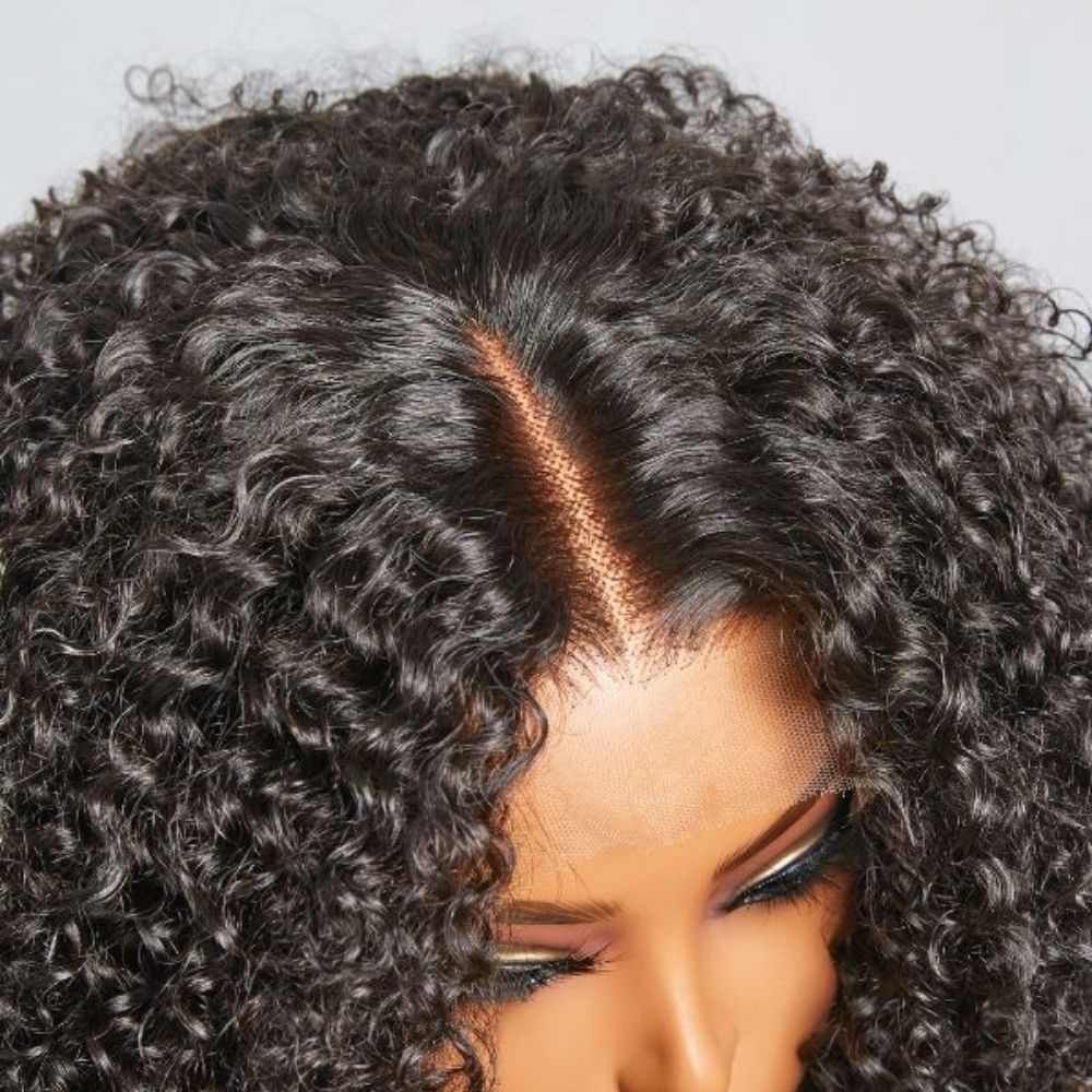 【Nancy】Kinky Curly Human Hair Short Bob Wig 4x4 Glueless Lace Wigs Remy Hair