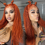 【Cleo】Ginger Colored Kinky Curly Lace Front Human Hair Wigs 13x4 Lace Frontal Wig Ginger Color