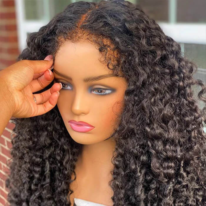 【Kate】4C Curly Edge Baby Hair Afro Kinky Curly 13x4 Full Lace Frontal Wig With 180% Full Density