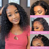 【Nancy】Kinky Curly Human Hair Short Bob Wig 4x4 Glueless Lace Wigs Remy Hair