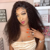 【June】30 inches 13X4 Kinky Curly Lace Frontal Wig Human Hair Wigs 16"-30"