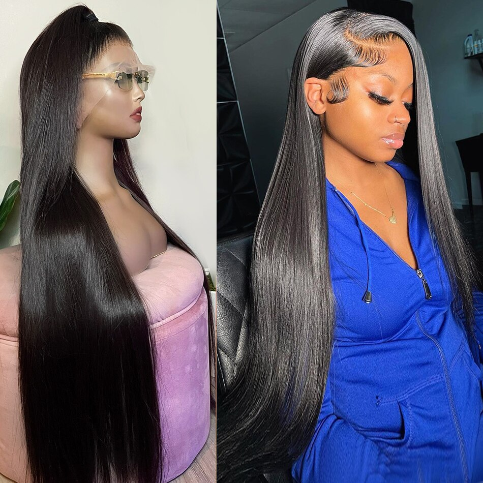 36 inches Long 13X4 HD Lace 200% Density Bone Straight Lace Frontal Wig Human Hair Wigs Long Lengths