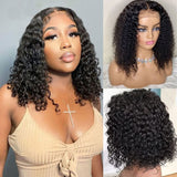 【Nancy】Kinky Curly Human Hair Short Bob Wig 4x4 Glueless Lace Wigs Remy Hair
