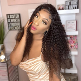【June】30 inches 13X4 Kinky Curly Lace Frontal Wig Human Hair Wigs 16"-30"