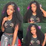 【June】30 inches 13X4 Kinky Curly Lace Frontal Wig Human Hair Wigs 16"-30"