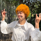 【PCW】Summer Benefits Offer:  Parents-Child Wigs Ginger Colored Long Lengths Bone Straight Human Hair Wigs+Short Afro Kinky Curly Bob Wigs