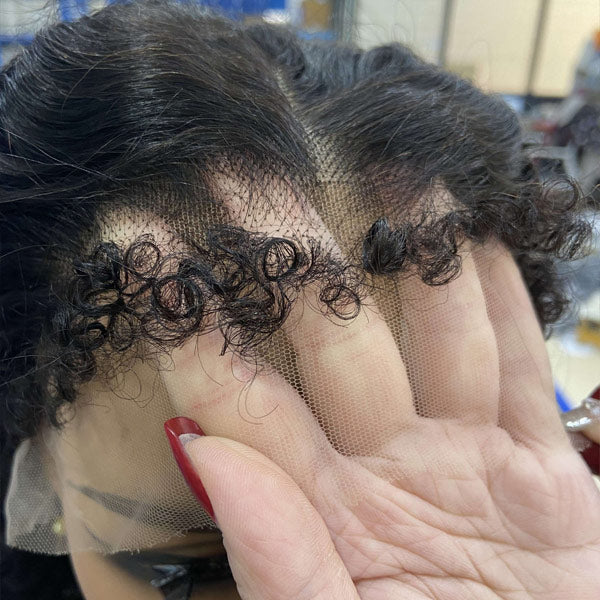 【Kate】4C Curly Edge Baby Hair Afro Kinky Curly 13x4 Full Lace Frontal Wig With 180% Full Density