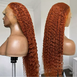 【Cleo】Ginger Colored Kinky Curly Lace Front Human Hair Wigs 13x4 Lace Frontal Wig Ginger Color