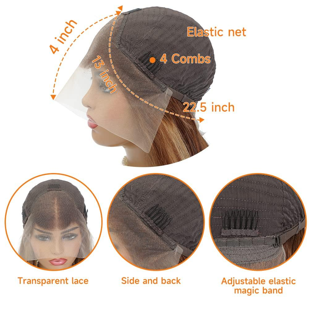 【Aisha】Ombre Highlight Lace Frontal Human Hair Wigs Short Bob Lace Front Wig 10-16 inches
