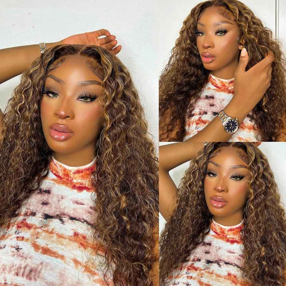 【Nana】TK15 : Beaudiva Highlight Deep Wave 5x5 Lace Closure Wig Human Hair Wig