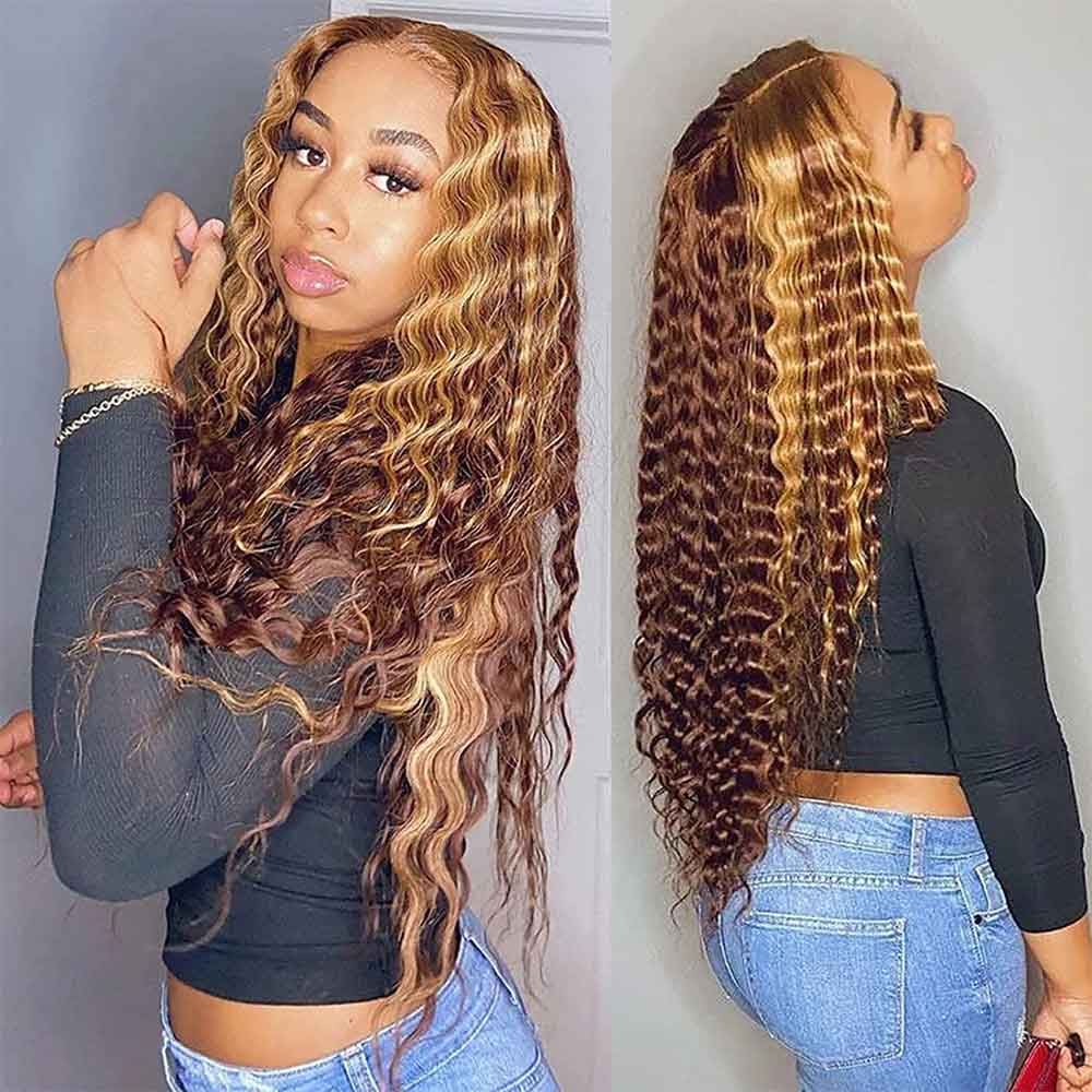 【Nana】TK15 : Beaudiva Highlight Deep Wave 5x5 Lace Closure Wig Human Hair Wig