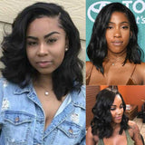 Tiktok Beaudiva Wavy T Part Bob Wigs Human Hair Wigs Pixie Cut Wigs 150% Density