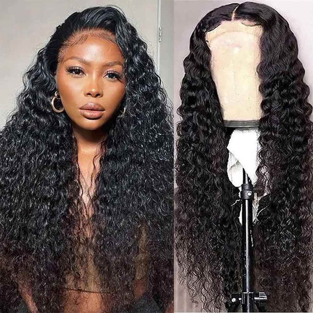 Beaudiva Deep Wave Human Hair Wigs Closure Wig  5x5 Lace Wig Pre Plucked Baby Hair