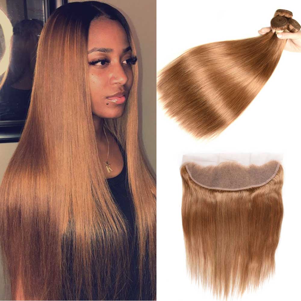 Beaudiva 30# Brazilian Straight Hair With Frontal 3 Bundles With Frontal