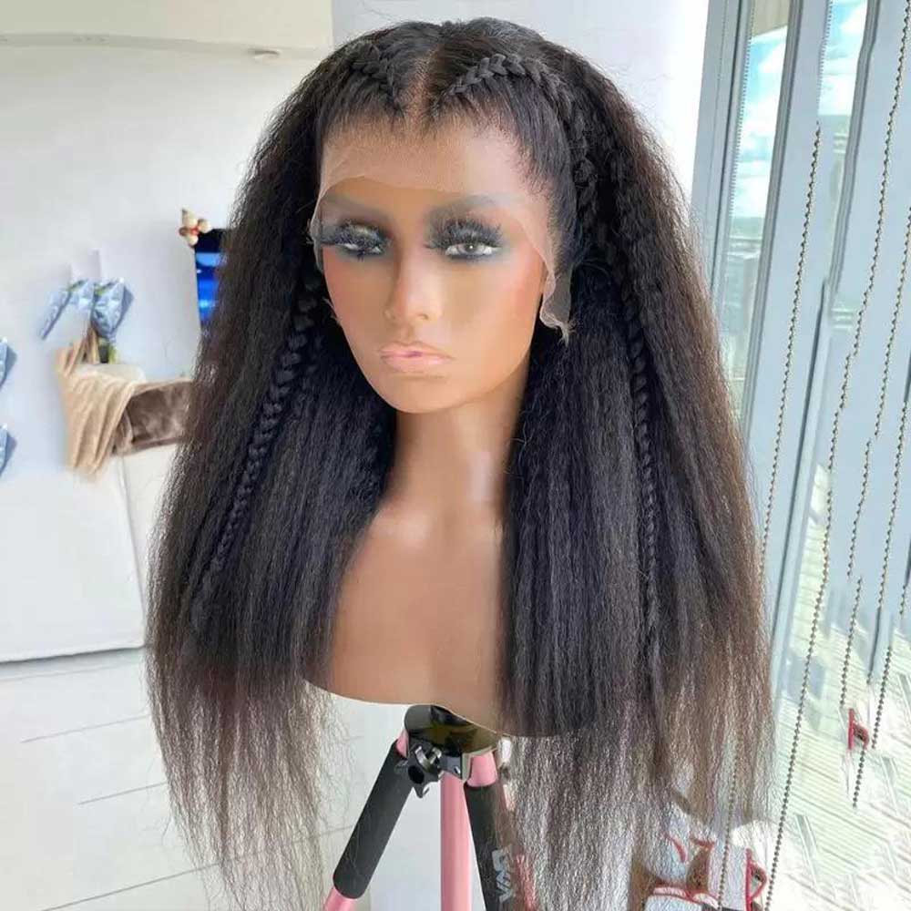 【Kiki】TK07 : BEAUDIVA Kinky Straight Wig 13*4 Lace Front Human Hair Wigs Pre Plucked Yaki Lace Wig