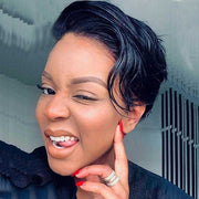 【Halle】TK42 : 13X4 Lace Pixie Short Straight Bob Wigs Pixie Cut BOB Wig Human Hair Pixie Lace Front Wigs