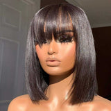 Tiktok Beaudiva Short Straight Bangs Bob Wigs Glueless Human Hair Wigs
