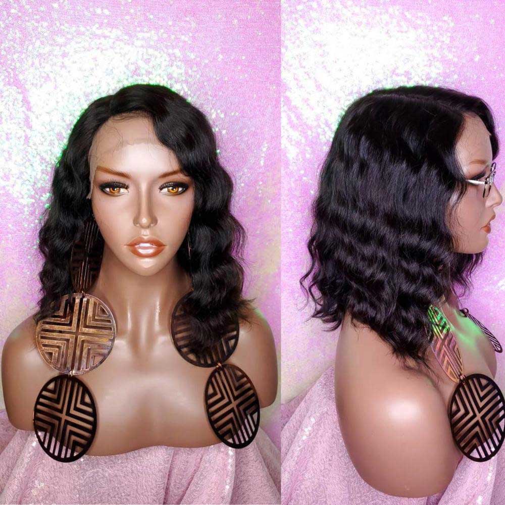 Tiktok Beaudiva Wavy T Part Bob Wigs Human Hair Wigs Pixie Cut Wigs 150% Density