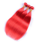 Beaudiva Red Color Straight 3 Bundles With Lace Closure 100% Human Hair Bundles With Closure