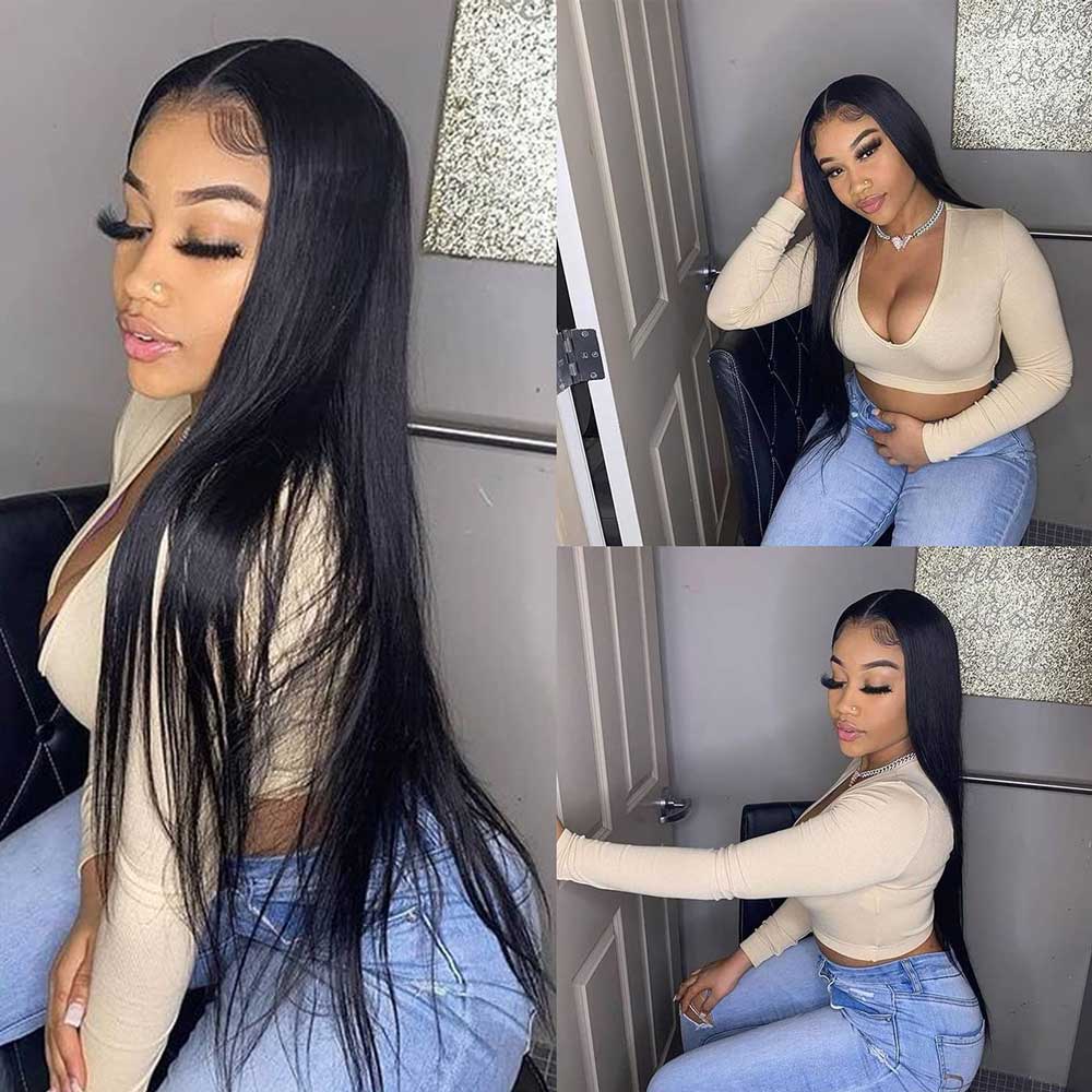 【Rachel】TK27: Beaudiva 13X4 Bone Straight Lace Front Human Hair Wigs Pre Plucked Baby Hair