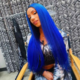 Beaudiva Blue Bundles With Closure Straight Blue Weave With Closure