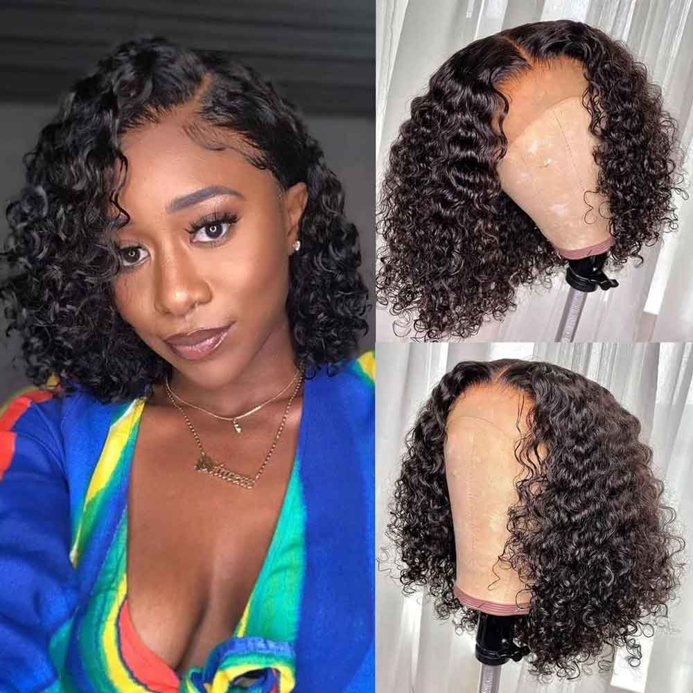 【Janet】TK41 : Short 4X4 Curly Lace Closure Bob Wig Human Hair Wigs BEAUDIVA