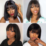 Tiktok Beaudiva Short Straight Bangs Bob Wigs Glueless Human Hair Wigs