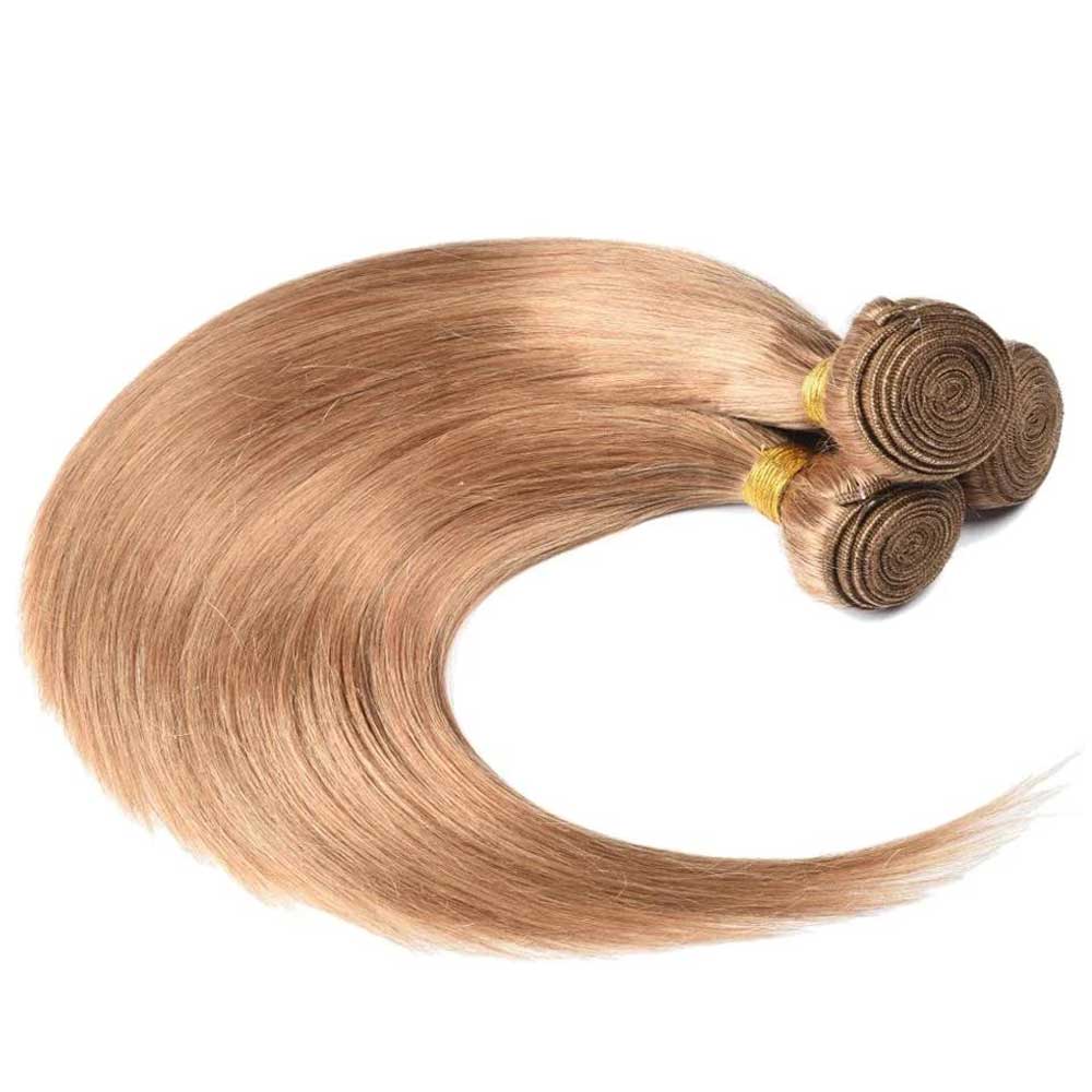 Beaudiva 27# Colored Hair 3 Bundles with Closure Straight Human Hair Bundles