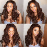 【Emma】TK23 : BEAUDIVA Chestnut Brown 4# Color Body Wave 13X4 Lace Frontal Wig Human Hair Wig