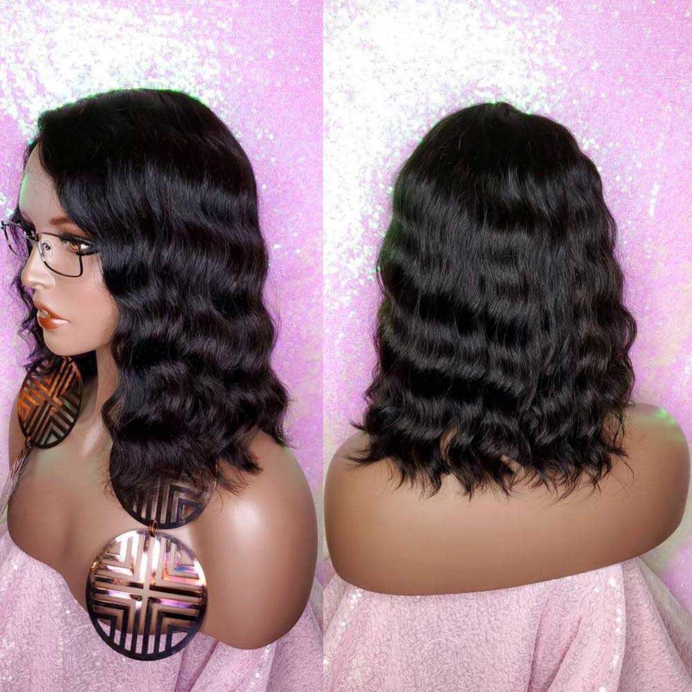 Tiktok Beaudiva Wavy T Part Bob Wigs Human Hair Wigs Pixie Cut Wigs 150% Density