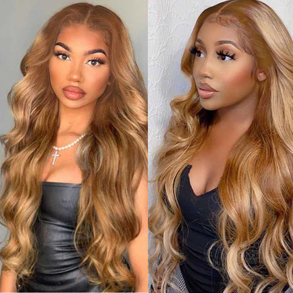 Beaudiva 27# Honey Blonde Body Wave 13X4X1 Lace Front Wig Human Hair Wigs Plucked Baby Hair