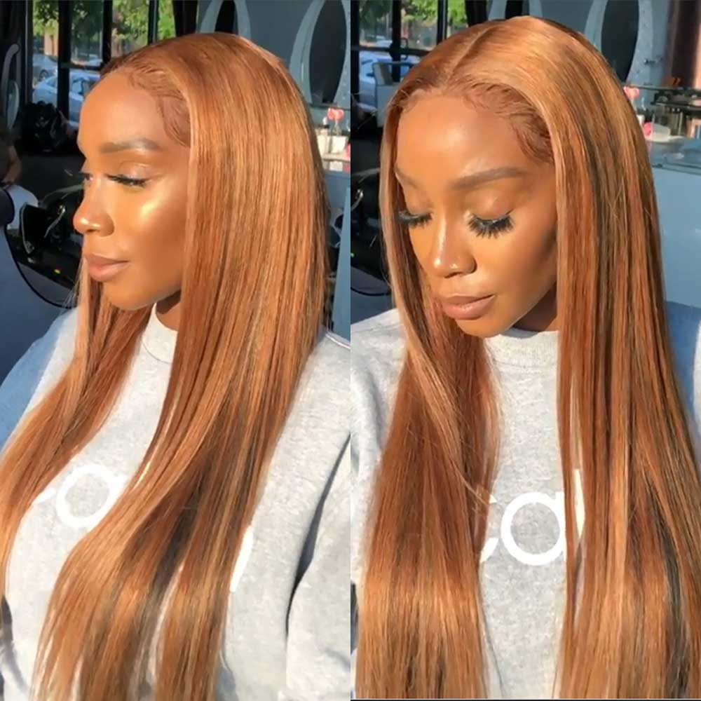 Beaudiva 30# Colored Hair 3 Bundles with Closure Straight Human Hair Bundles Deals
