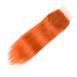 Beaudiva Ginger Orange Straight Human Hair Bundles with Closure Colored 3 Bundles with Lace Closure