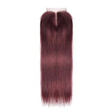 Beaudiva 3 Bundles with Closure Straight Human Hair Bundles 99J Burgundy Color