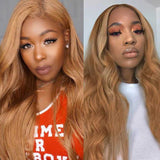 Beaudiva 27# Honey Blonde Body Wave 13X4X1 Lace Front Wig Human Hair Wigs Plucked Baby Hair