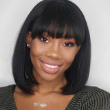Tiktok Beaudiva Short Straight Bangs Bob Wigs Glueless Human Hair Wigs