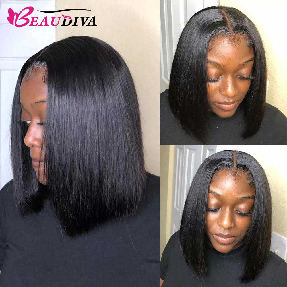 【CoCo】Glueless Short Bob Wig Bone Straight 4X4 Lace BEAUDIVA