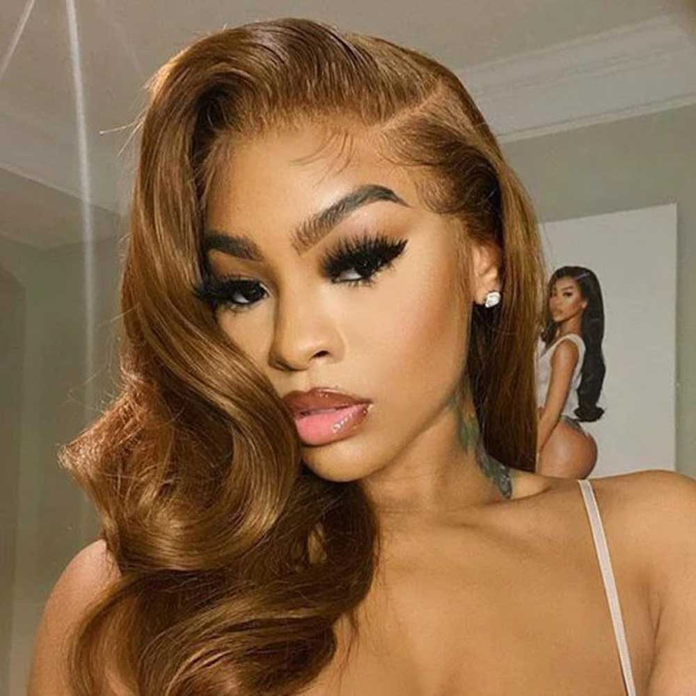 Beaudiva 27# Honey Blonde Body Wave 13X4X1 Lace Front Wig Human Hair Wigs Plucked Baby Hair