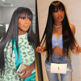 【Cora】 Bang Wig Straight Human Hair Wig Machine Made Wig With Baby Hair