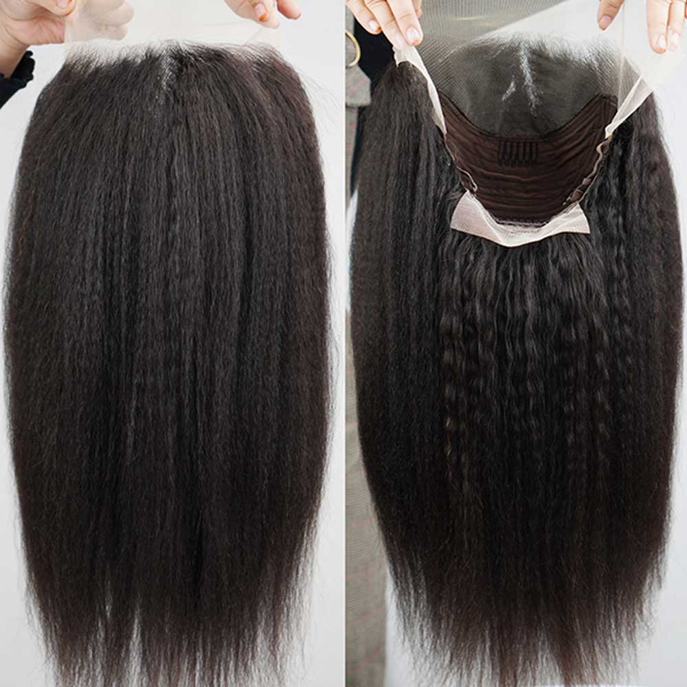 【Kiki】TK07 : BEAUDIVA Kinky Straight Wig 13*4 Lace Front Human Hair Wigs Pre Plucked Yaki Lace Wig