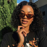 Beaudiva Curly Bob Wigs Water Wave T Part Lace Human Hair Wigs Lace Parting