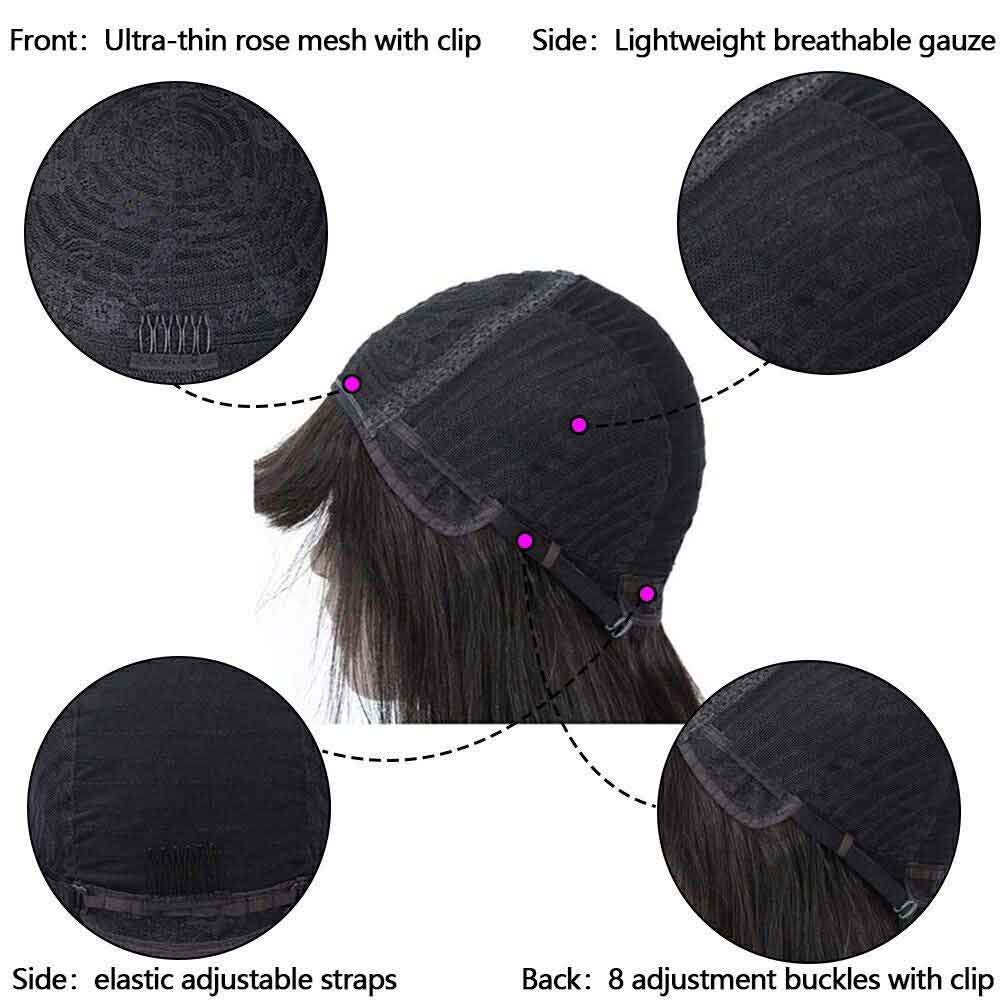 【Cora】 Bang Wig Straight Human Hair Wig Machine Made Wig With Baby Hair
