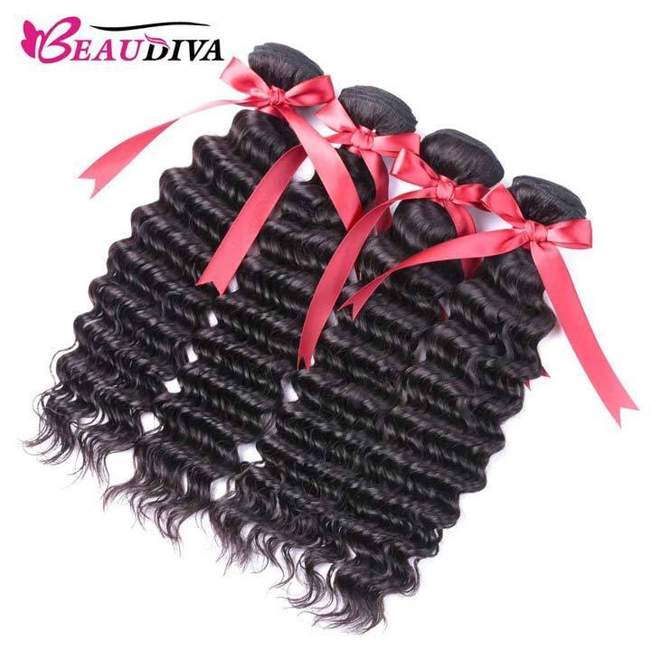 Beaudiva Deep Wave Human Hair 4 Bundles Deal Brazilian Human Hair Weaves