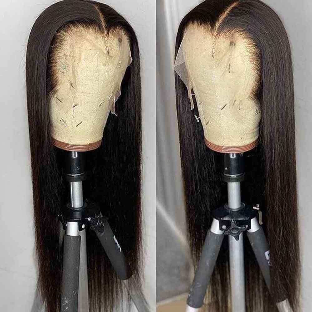 Beaudiva Straight Human Hair Wigs 13x4 Lace Front Wig Transparent Lace Wigs Pre Plucked Pre Bleached With Baby Hair