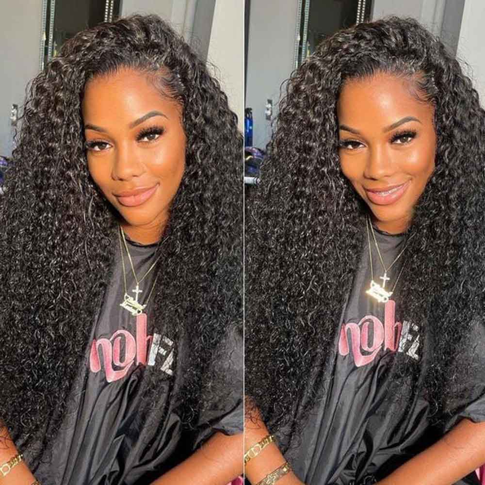 Beaudiva Jerry Curly Lace Front Wigs Human Hair 13x4 HD Lace Wigs for Women 180% Density