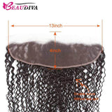 Beaudiva Kinky Curly 100% Virgin Remy Human Hair 3 Bundles With Lace Frontal