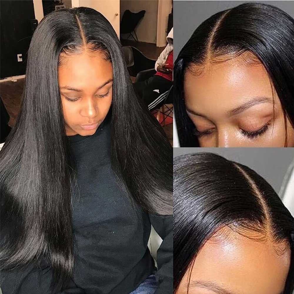 Beaudiva 4x4 Lace Closure Wig Straight Human Hair Wigs PrePlucked Baby Hair