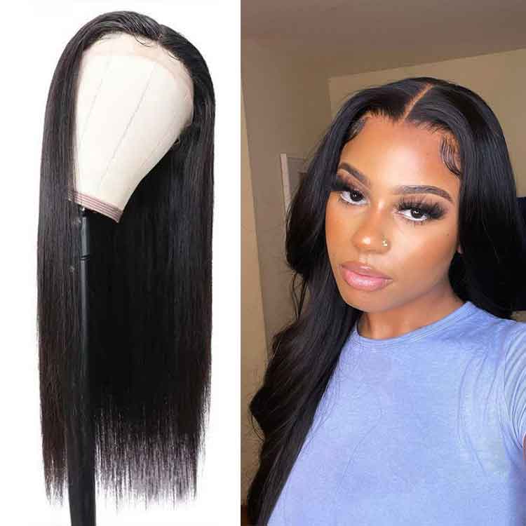 Beaudiva Silky Straight T Part Wig Lace Front Human Hair Wig Middle Part Human Hair Wigs